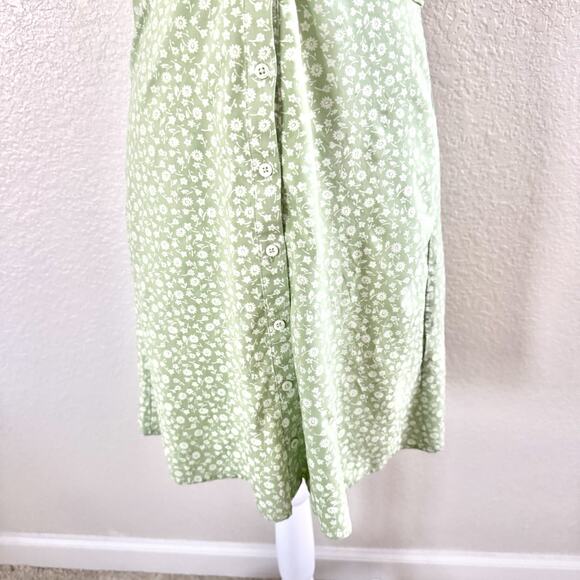 Madewell Jennifer Size 4 V-neck Button Front Pastel Green Floral Mini Sun Dress - Picture 2 of 16